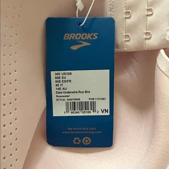 Brooks Dare Underwire Run Bra Rosewater Women’s 36E NWT - Picture 10 of 10
